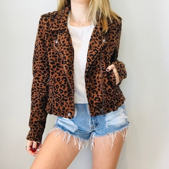 Blank Nyc Cheetah Print Corduroy Moto 